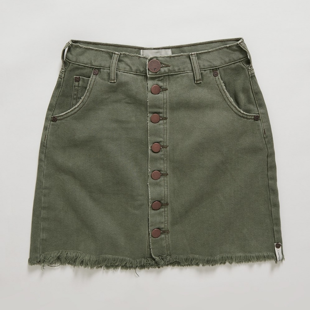 One Teaspoon Size 27. Super Khaki Viper HighWaist ButtonThrough Mini Skirt. NWOT